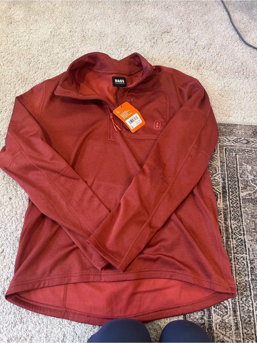 Bass Men’s Quarter-Zip Pullover – Brick Red